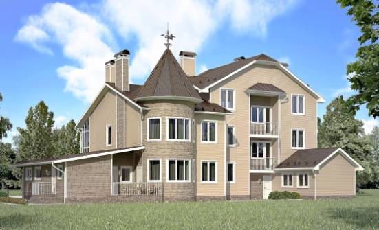 555-001-Л Проект трехэтажного дома мансардой и гаражом, огромный загородный дом из бризолита Орел | Проекты домов от House Expert