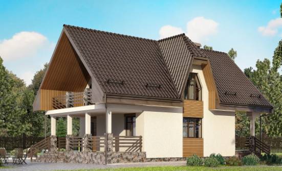 150-001-Л Проект двухэтажного дома мансардой, гараж, красивый коттедж из пеноблока Орел | Проекты домов от House Expert