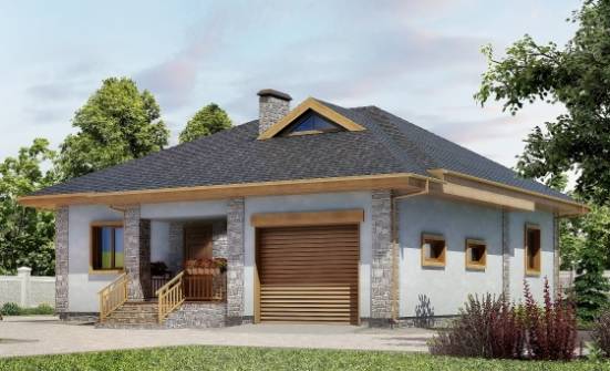 130-006-П Проект одноэтажного дома, гараж, простой домик из теплоблока Ливны | Проекты одноэтажных домов от House Expert