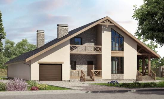 265-001-Л Проект двухэтажного дома мансардой, гараж, классический дом из газобетона Ливны | Проекты домов от House Expert