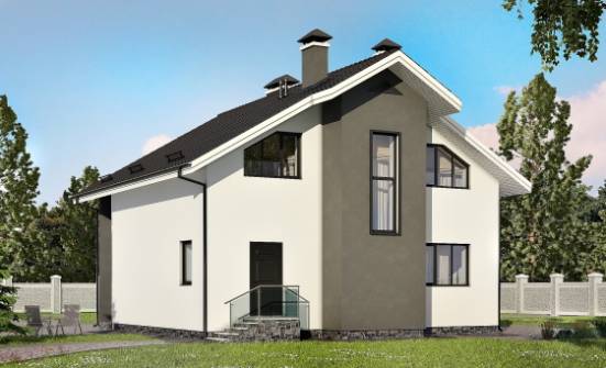 150-005-Л Проект двухэтажного дома мансардой, бюджетный домик из пеноблока Мценск | Проекты домов от House Expert