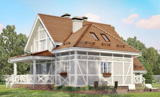 160-003-Л Проект двухэтажного дома мансардой, бюджетный загородный дом из твинблока Орел | Проекты домов от House Expert