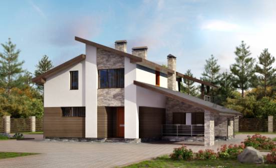 200-010-П Проект двухэтажного дома мансардой, гараж, просторный дом из блока Мценск | Проекты домов от House Expert