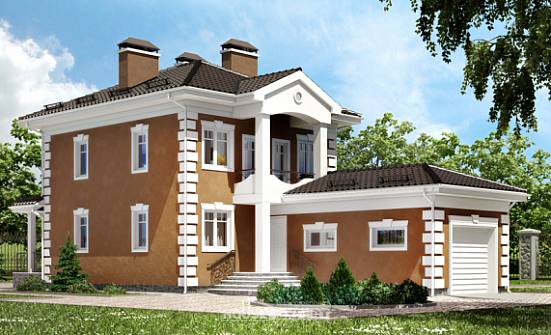 150-006-П Проект двухэтажного дома и гаражом, уютный загородный дом из твинблока Ливны | Проекты домов от House Expert