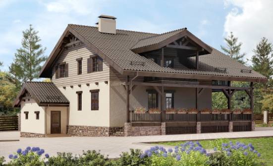 255-002-П Проект двухэтажного дома с мансардой, гараж, большой домик из бризолита Ливны | Проекты домов от House Expert