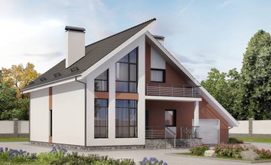 200-007-П Проект двухэтажного дома мансардой, гараж, простой дом из газобетона Ливны | Проекты домов от House Expert