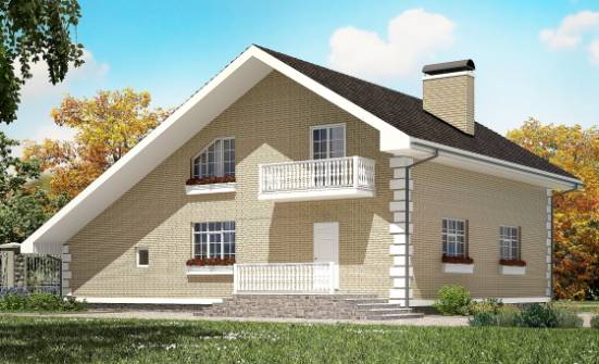 190-005-П Проект двухэтажного дома с мансардой, гараж, просторный коттедж из теплоблока Ливны | Проекты домов от House Expert