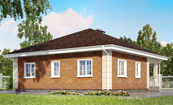 100-001-Л Проект одноэтажного дома, компактный коттедж из пеноблока Ливны | Проекты одноэтажных домов от House Expert