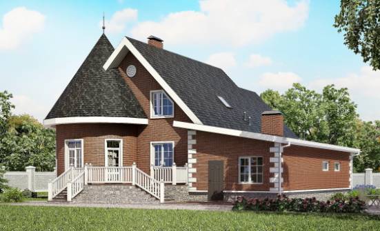 220-002-Л Проект двухэтажного дома мансардой, гараж, классический домик из теплоблока Орел | Проекты домов от House Expert