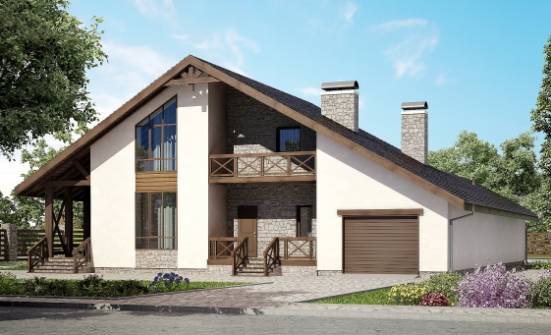 265-001-П Проект двухэтажного дома с мансардой и гаражом, современный загородный дом из газосиликатных блоков Ливны | Проекты домов от House Expert