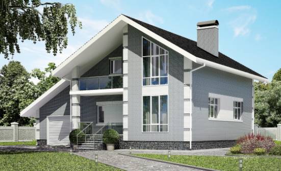 190-006-Л Проект двухэтажного дома с мансардным этажом, гараж, просторный загородный дом из блока Мценск | Проекты домов от House Expert