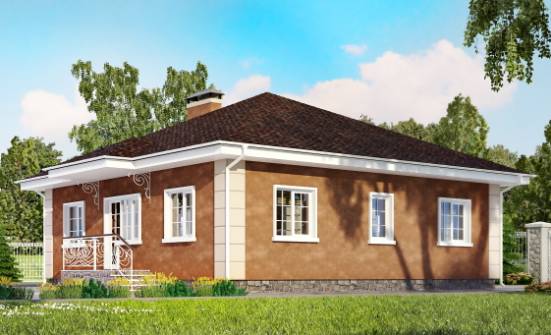 100-001-Л Проект одноэтажного дома, компактный коттедж из пеноблока Ливны | Проекты домов от House Expert