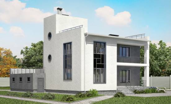 255-001-П Проект двухэтажного дома и гаражом, красивый загородный дом из твинблока Ливны | Проекты домов от House Expert