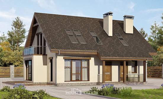 155-012-Л Проект двухэтажного дома с мансардой, бюджетный загородный дом из твинблока Ливны | Проекты домов от House Expert