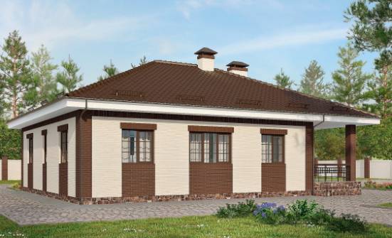 160-015-П Проект одноэтажного дома, гараж, простой дом из поризованных блоков Ливны | Проекты одноэтажных домов от House Expert