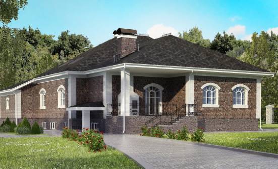 490-001-П Проект трехэтажного дома с мансардой, гараж, уютный загородный дом из кирпича Ливны | Проекты домов от House Expert
