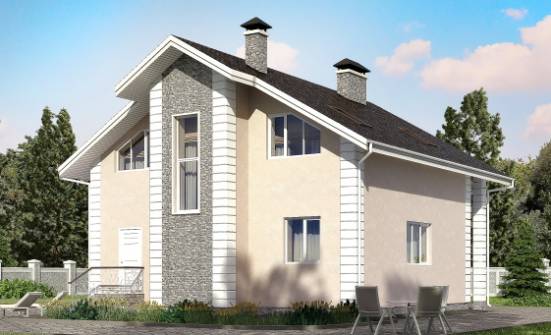 150-002-П Проект двухэтажного дома с мансардой, гараж, компактный дом из пеноблока Мценск | Проекты домов от House Expert
