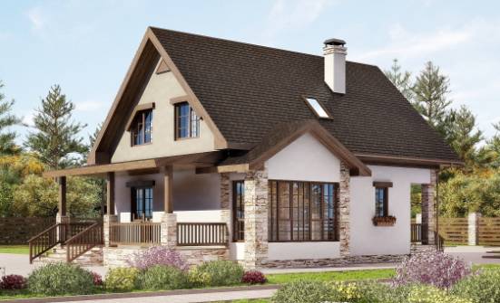 140-002-Л Проект двухэтажного дома с мансардным этажом, доступный домик из арболита Мценск | Проекты домов от House Expert