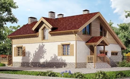 165-002-П Проект двухэтажного дома с мансардой и гаражом, бюджетный загородный дом из блока Мценск | Проекты домов от House Expert