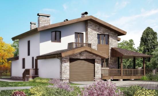 220-001-П Проект двухэтажного дома с мансардой и гаражом, уютный домик из бризолита Орел | Проекты домов от House Expert
