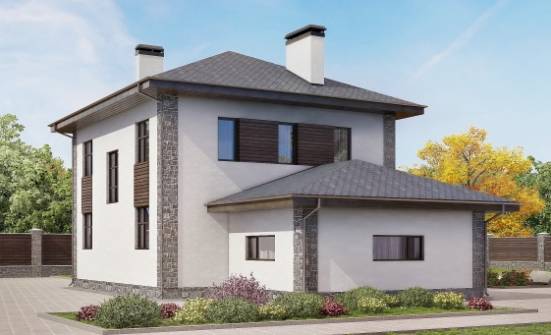 185-004-Л Проект двухэтажного дома, гараж, красивый загородный дом из пеноблока Мценск | Проекты домов от House Expert