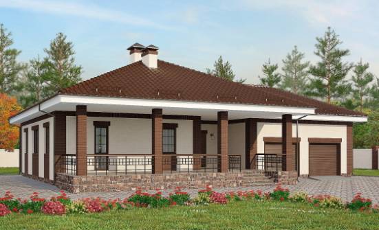 160-015-П Проект одноэтажного дома, гараж, простой дом из поризованных блоков Ливны | Проекты домов от House Expert