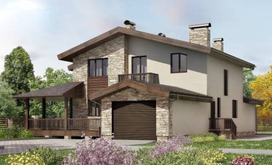 220-001-Л Проект двухэтажного дома с мансардой и гаражом, уютный коттедж из газобетона Ливны | Проекты домов от House Expert