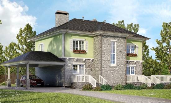 155-006-П Проект двухэтажного дома и гаражом, красивый дом из бризолита Ливны | Проекты домов от House Expert