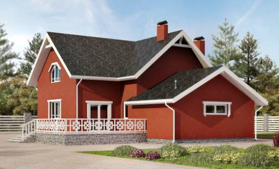 180-013-Л Проект двухэтажного дома мансардой, гараж, бюджетный домик из теплоблока Мценск | Проекты домов от House Expert