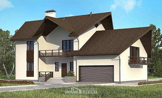 300-002-П Проект двухэтажного дома с мансардой и гаражом, красивый дом из блока Мценск | Проекты домов от House Expert