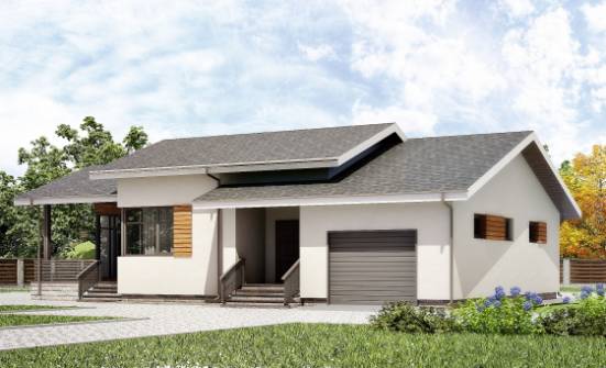 135-002-П Проект одноэтажного дома, гараж, недорогой коттедж из блока Орел | Проекты домов от House Expert