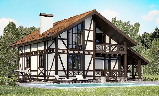 155-002-П Проект двухэтажного дома мансардный этаж и гаражом, небольшой коттедж из пеноблока Орел | Проекты домов от House Expert