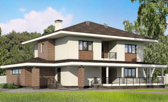 275-002-П Проект двухэтажного дома, гараж, огромный загородный дом из кирпича Ливны | Проекты домов от House Expert