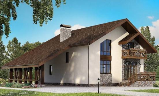 155-007-П Проект двухэтажного дома мансардой, гараж, классический загородный дом из газобетона Ливны | Проекты домов от House Expert
