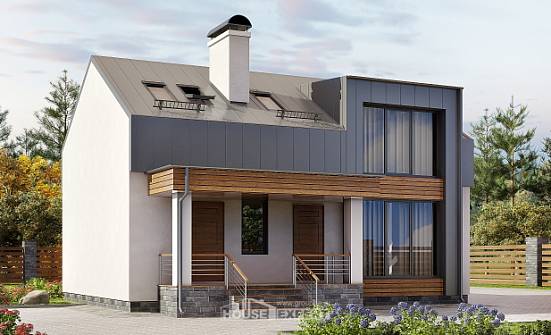 120-004-П Проект двухэтажного дома мансардный этаж, бюджетный домик из бризолита Мценск | Проекты домов от House Expert