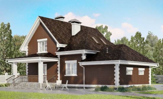 190-003-Л Проект двухэтажного дома с мансардным этажом, гараж, просторный коттедж из пеноблока Мценск | Проекты домов от House Expert
