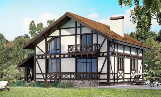 155-002-П Проект двухэтажного дома мансардный этаж и гаражом, небольшой коттедж из пеноблока Орел | Проекты домов от House Expert