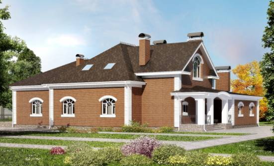 400-003-П Проект двухэтажного дома мансардой, большой загородный дом из газобетона Мценск | Проекты домов от House Expert