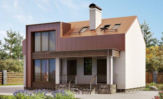 120-004-Л Проект двухэтажного дома мансардой, небольшой коттедж из пеноблока Орел | Проекты домов от House Expert