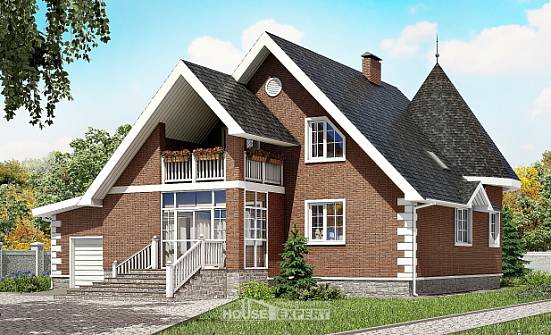 220-002-Л Проект двухэтажного дома мансардой, гараж, классический домик из теплоблока Орел | Проекты домов от House Expert