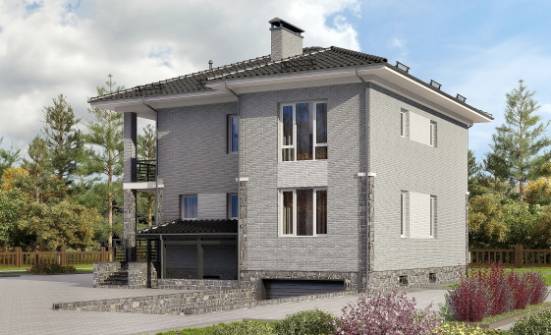 275-004-П Проект трехэтажного дома и гаражом, красивый загородный дом из кирпича Мценск | Проекты домов от House Expert