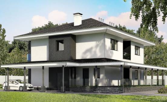 245-002-П Проект двухэтажного дома, гараж, средний дом из твинблока Орел | Проекты домов от House Expert