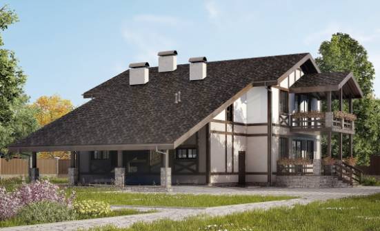 250-002-П Проект двухэтажного дома мансардный этаж и гаражом, просторный дом из кирпича Ливны | Проекты домов от House Expert