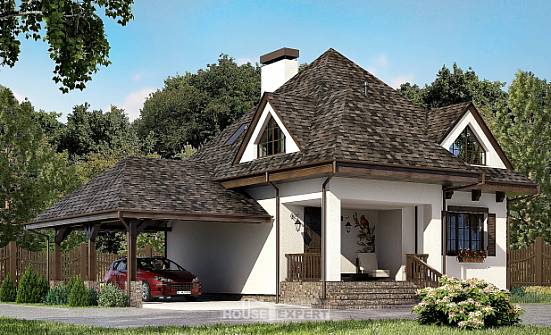 110-002-Л Проект двухэтажного дома с мансардой, гараж, недорогой коттедж из бризолита Орел | Проекты домов от House Expert