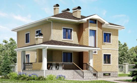 350-002-Л Проект трехэтажного дома и гаражом, современный загородный дом из кирпича Орел | Проекты домов от House Expert