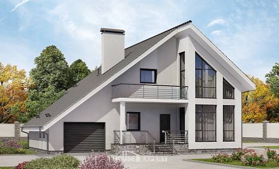 200-007-Л Проект двухэтажного дома с мансардой, гараж, современный дом из твинблока Мценск | Проекты домов от House Expert