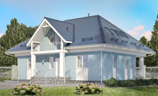 200-002-П Проект двухэтажного дома мансардой, классический коттедж из пеноблока Ливны | Проекты домов от House Expert