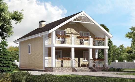 150-007-Л Проект двухэтажного дома мансардой, небольшой загородный дом из твинблока Орел | Проекты домов от House Expert