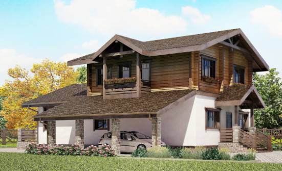 170-004-Л Проект двухэтажного дома с мансардой и гаражом, недорогой дом из арболита из дерева Мценск | Проекты домов от House Expert