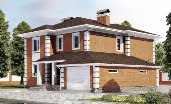 220-004-Л Проект двухэтажного дома и гаражом, классический коттедж из кирпича Орел | Проекты домов от House Expert